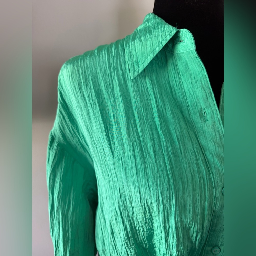 Express Jade Button-Down Tie-Front Blouse NWT - image 4